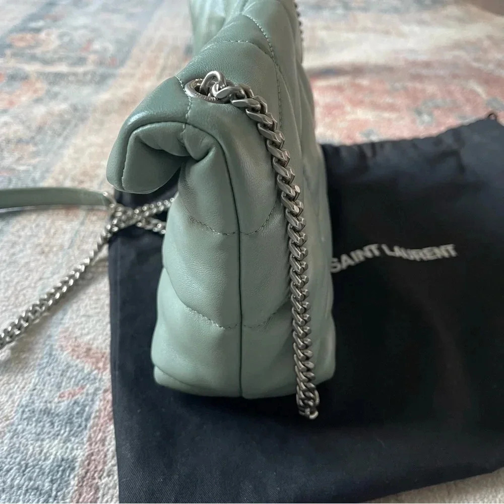 SAINT LAURENT LouLou Mini YSL Puffer Toy Crossbody Bag Vert Opaline - Picture 9 of 12